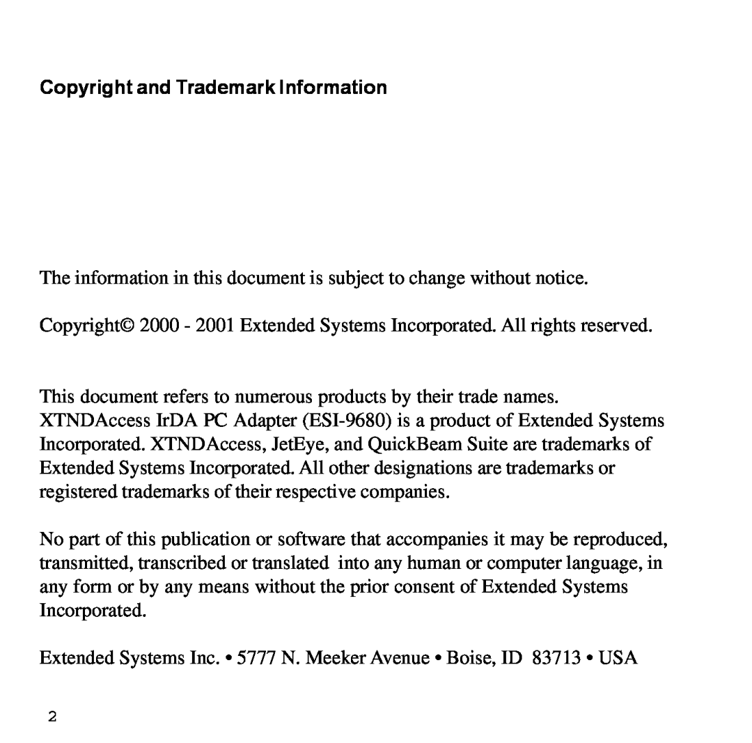 Sybase XTNDAccessTM manual Copyright and Trademark Information 