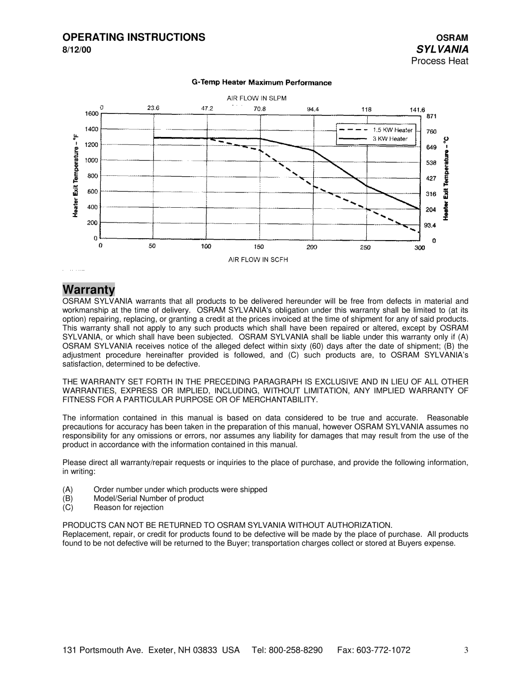 Sylvania 070282, 066136, 065253 specifications Warranty 