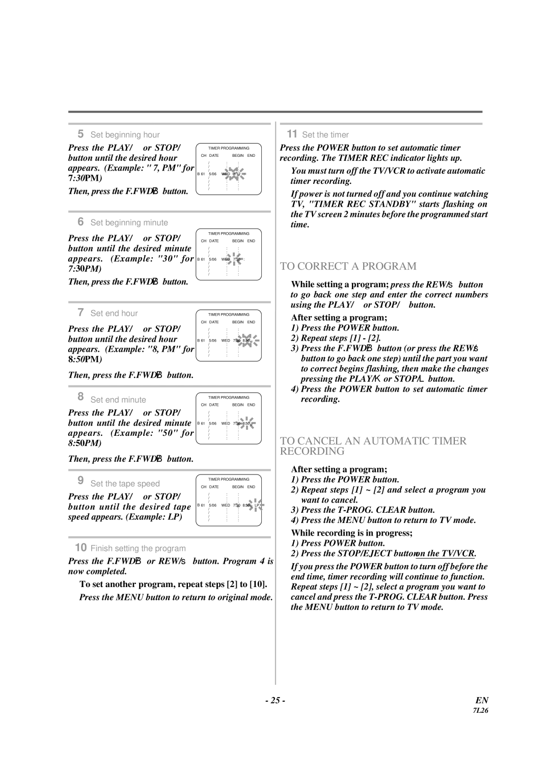 Sylvania 3819LC owner manual To Correct a Program, To Cancel AN Automatic Timer Recording 