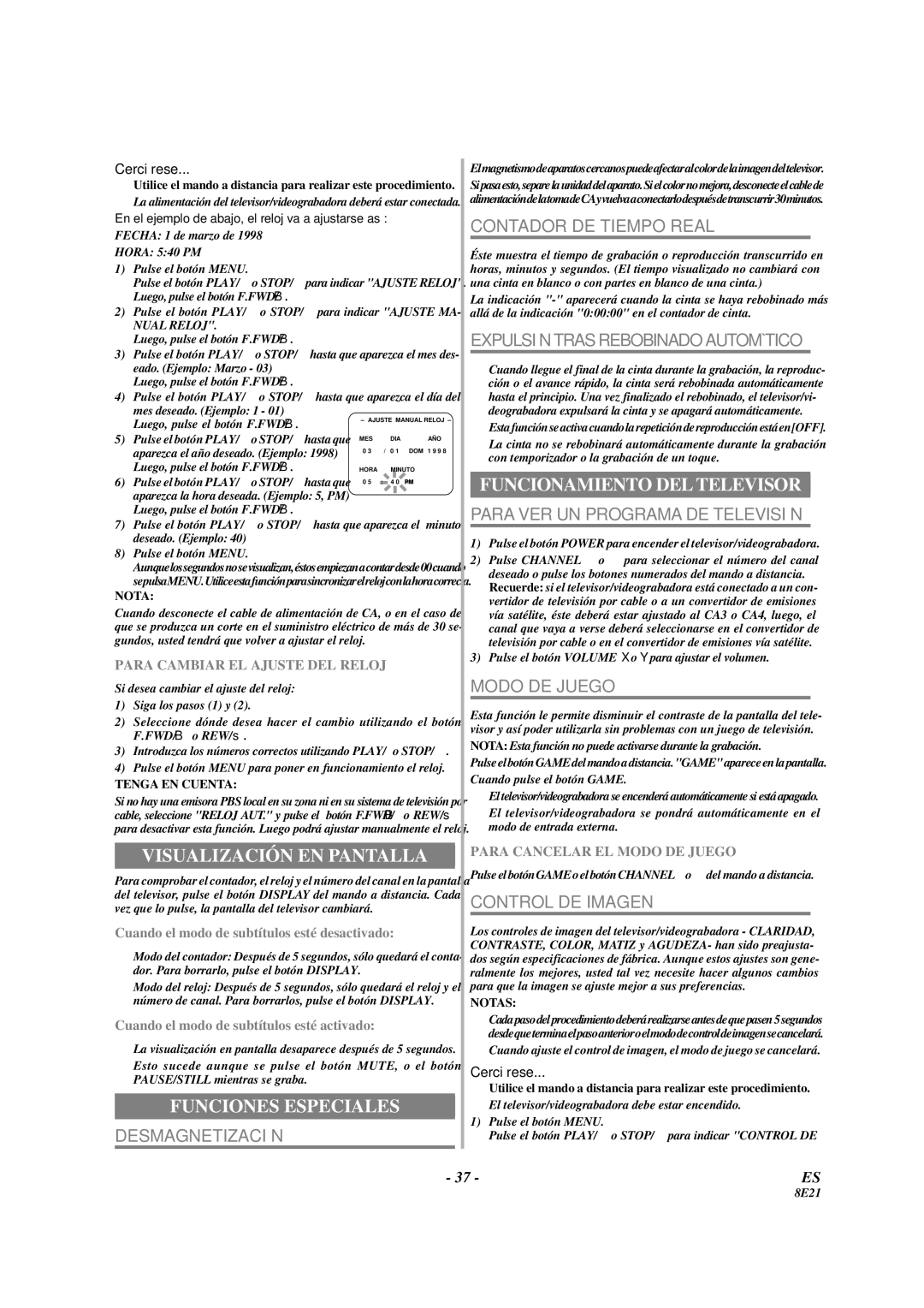 Sylvania 3819LC owner manual Visualización EN Pantalla, Funciones Especiales, Funcionamiento DEL Televisor 