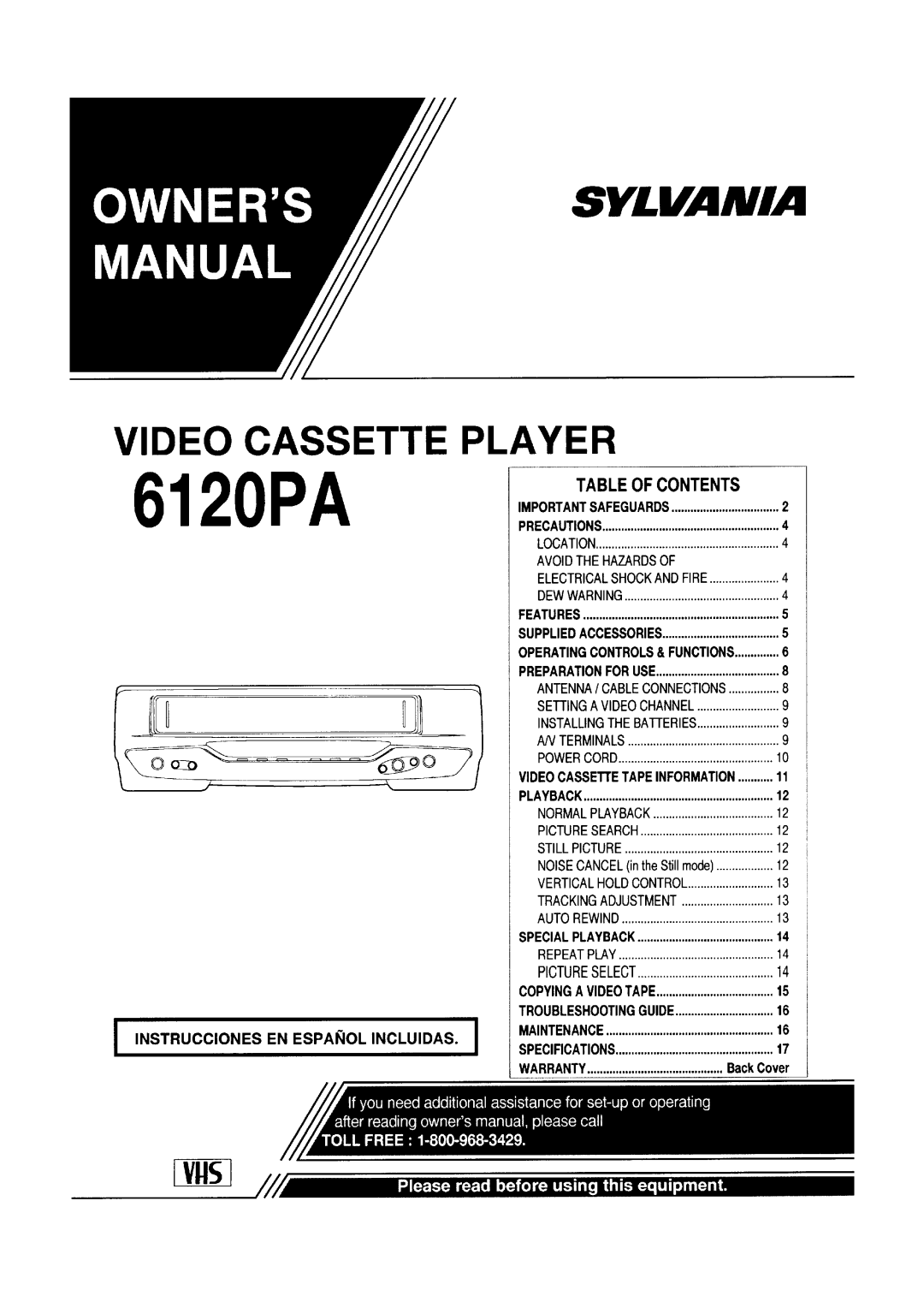 Sylvania 6120PA manual 