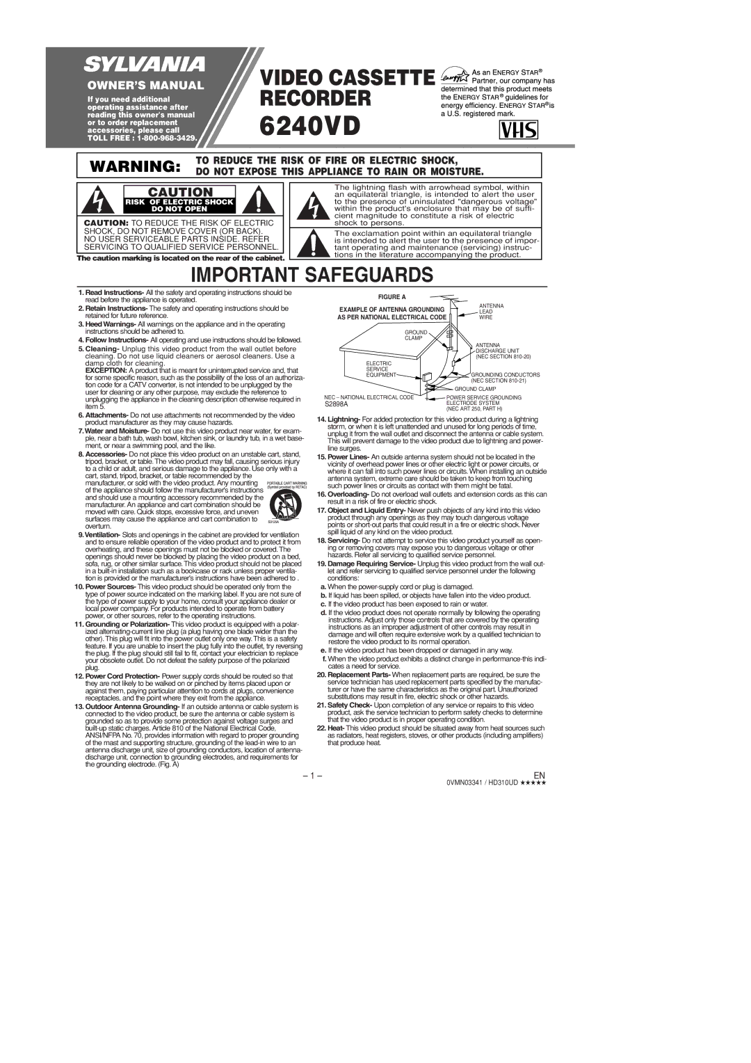 Sylvania 6240VD owner manual 