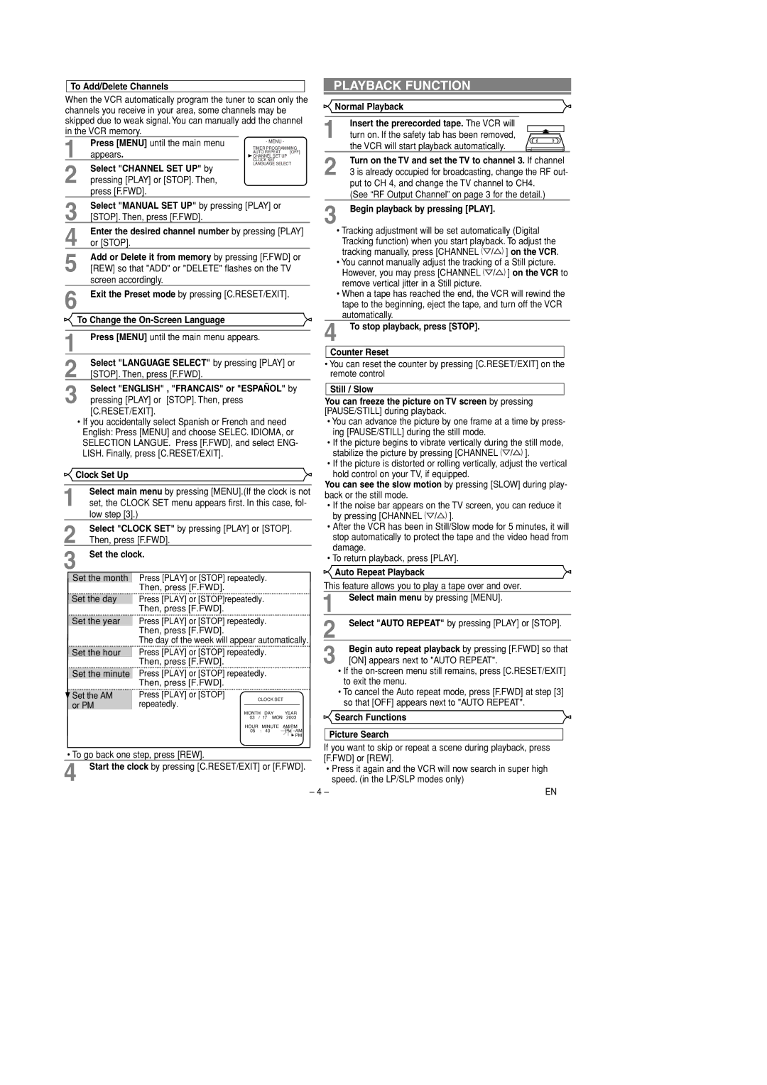 Sylvania 6240VD owner manual Playback Function 