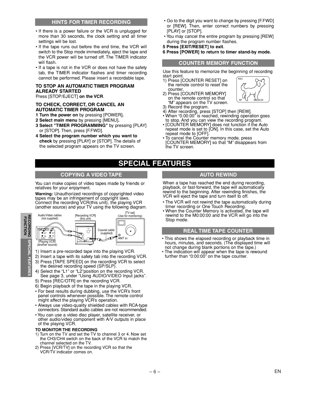 Sylvania 6242CVC owner manual Special Features 