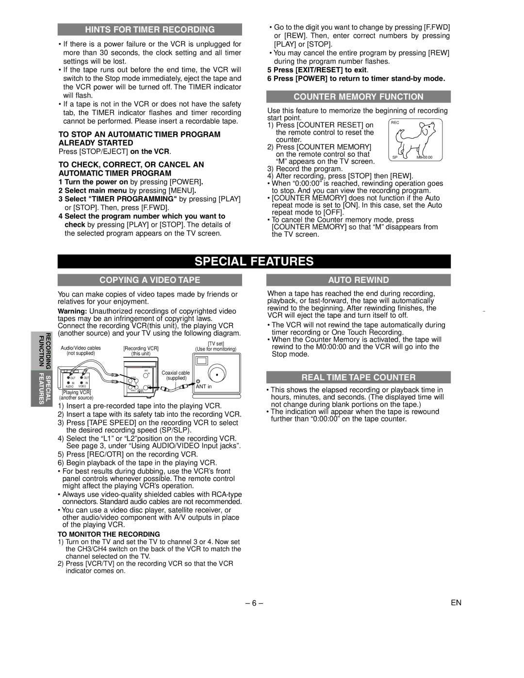 Sylvania 6245FC owner manual Special Features 