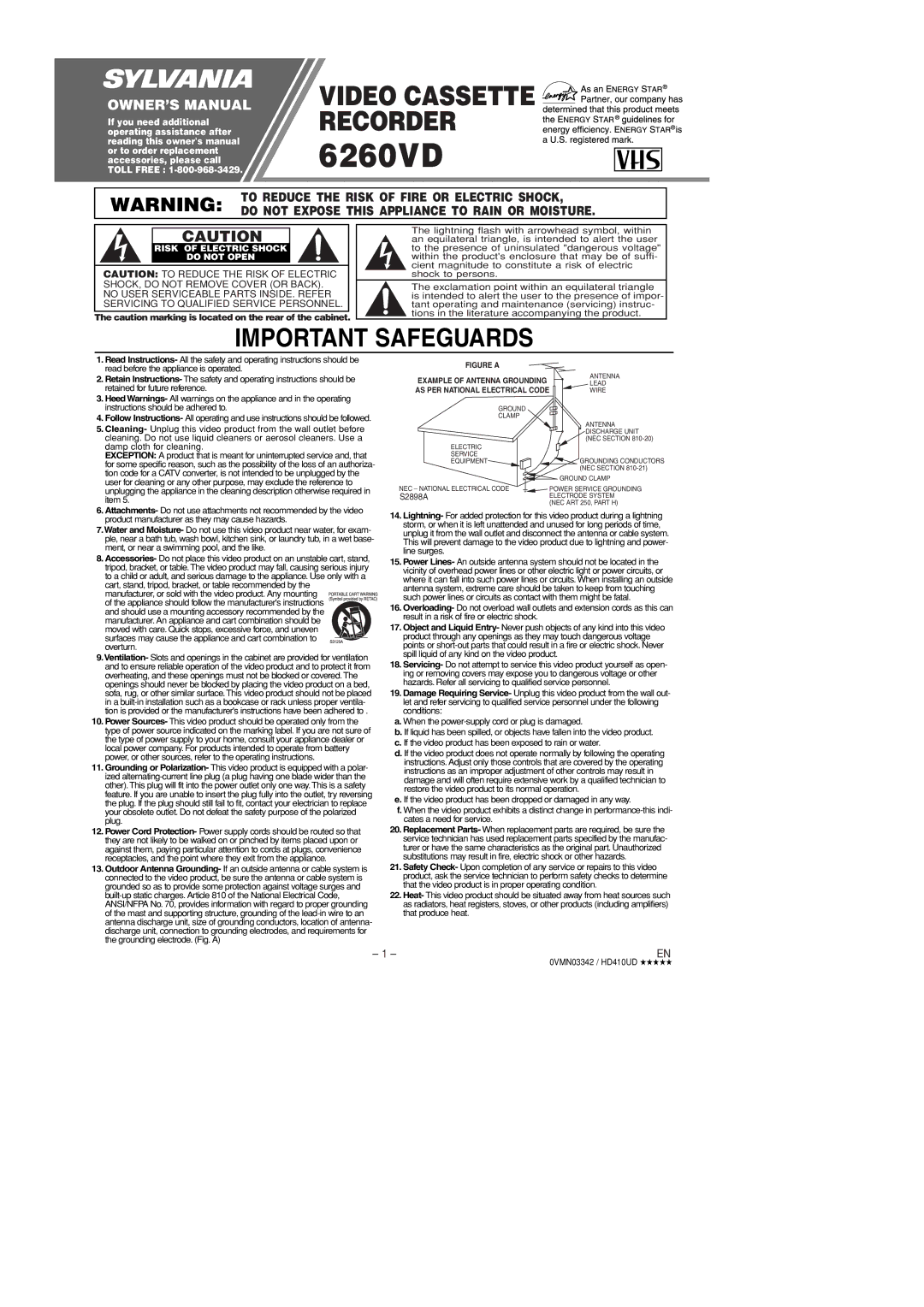 Sylvania 6260VD owner manual 