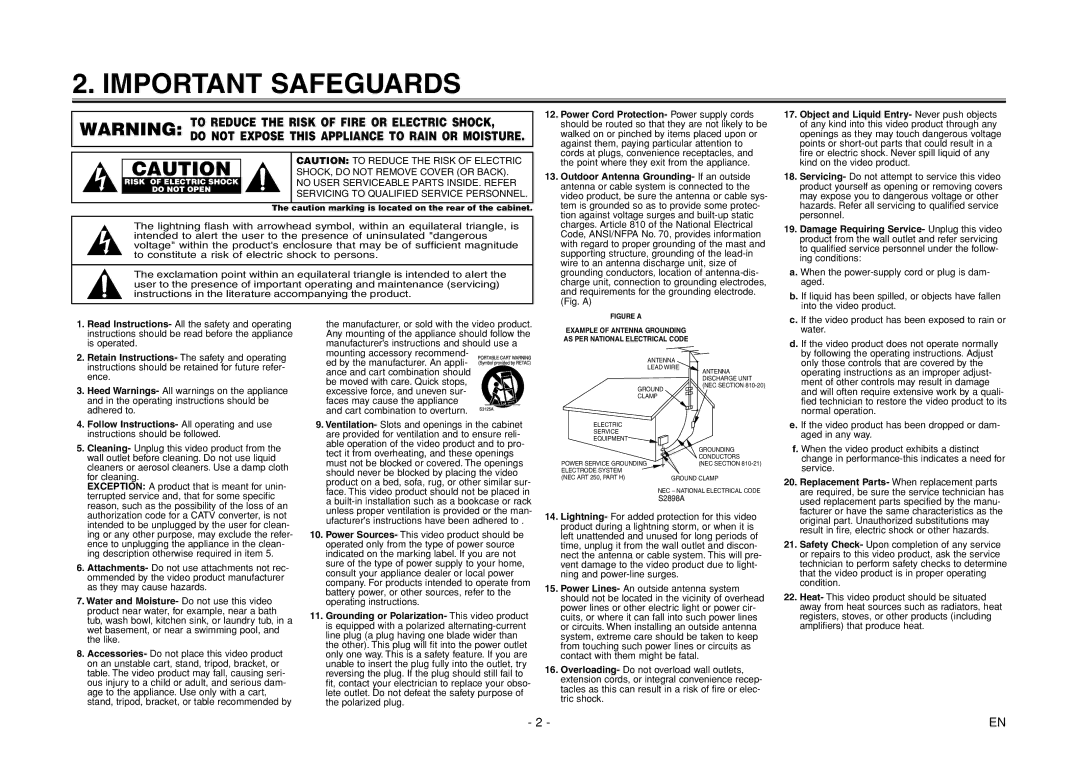 Sylvania 6260VF owner manual Object and Liquid Entry- Never push objects, Damage Requiring Service- Unplug this video 