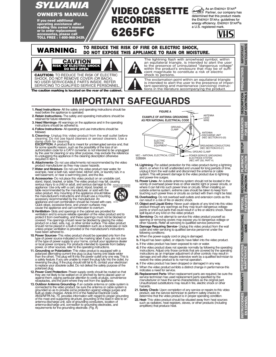 Sylvania 6265FC owner manual Risk of Electric Shock Do not Open, Precautions, Specifications Maintenance Warranty 