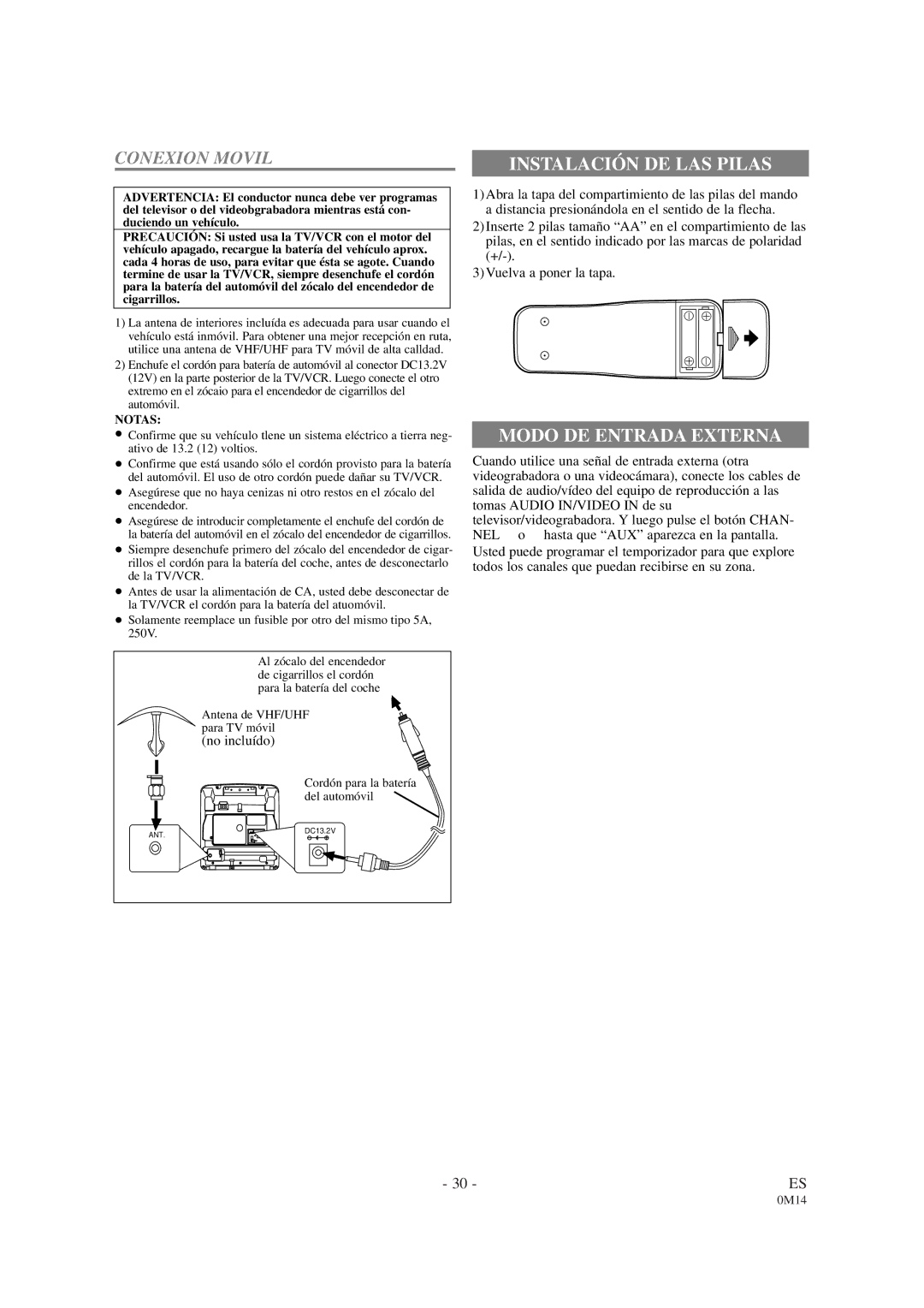 Sylvania 6309CB owner manual Instalación DE LAS Pilas 