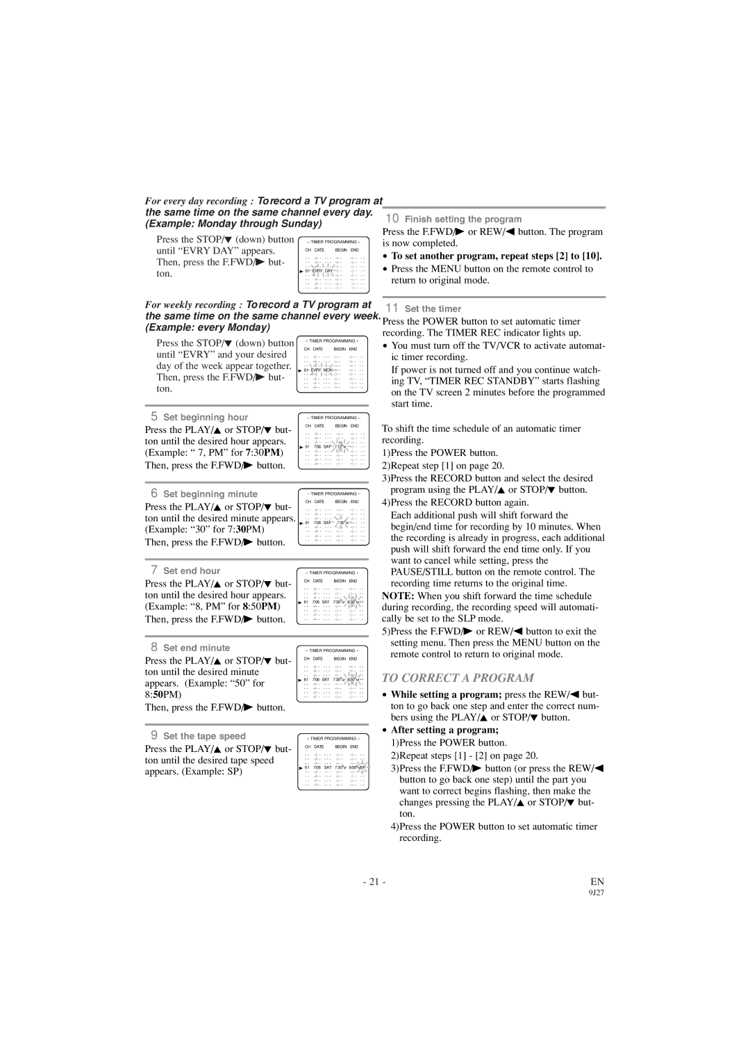 Sylvania 6309CC owner manual To Correct a Program, To set another program, repeat steps 2 to 