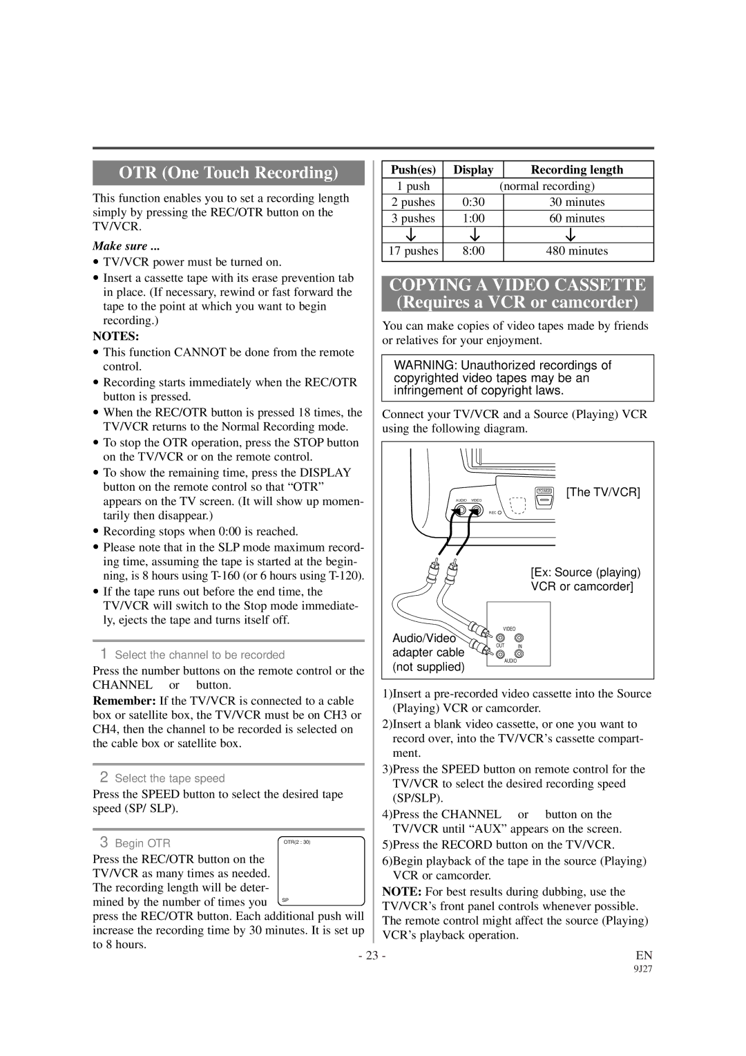 Sylvania 6309CCB owner manual Tv/Vcr, Sp/Slp 