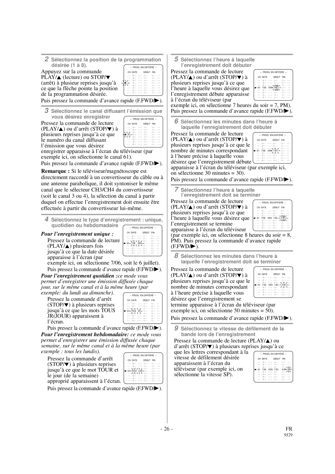 Sylvania 6309CCB owner manual Pour l’enregistrement unique 