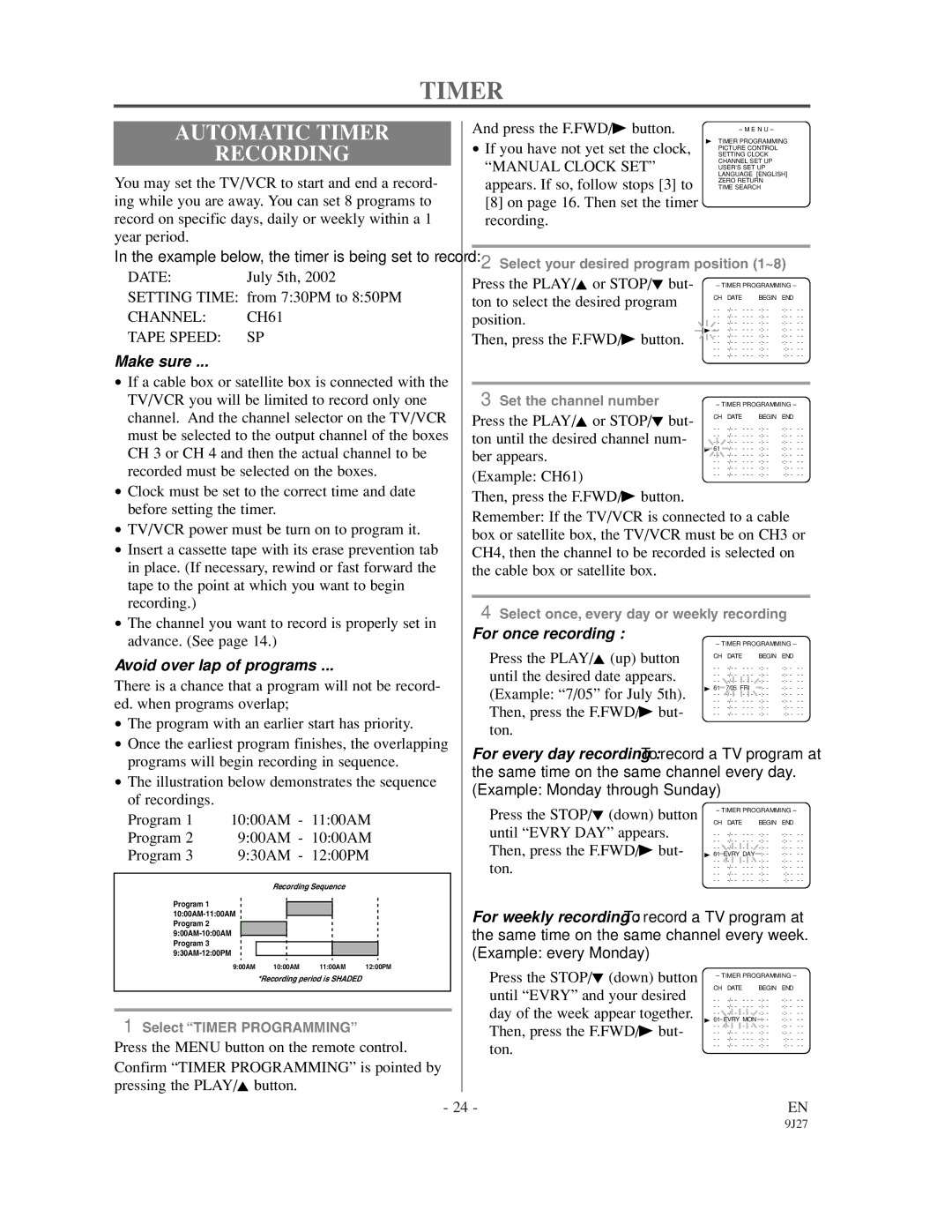 Sylvania 6309CCC owner manual Automatic Timer, Recording 