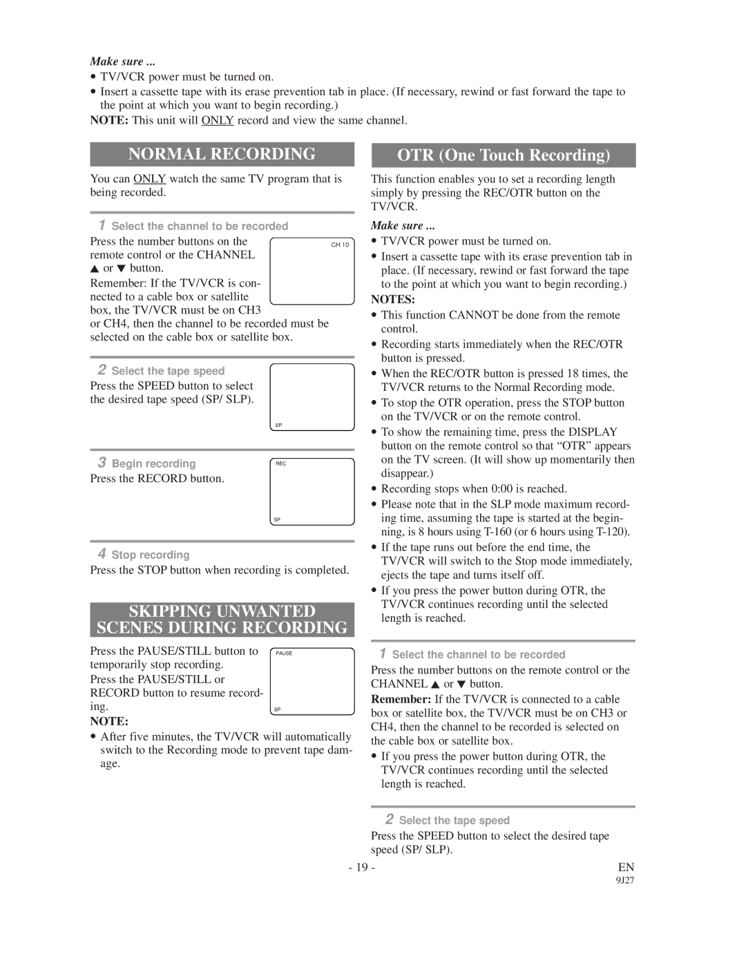 Sylvania 6309CD owner manual Normal Recording, Skipping Unwanted Scenes During Recording 