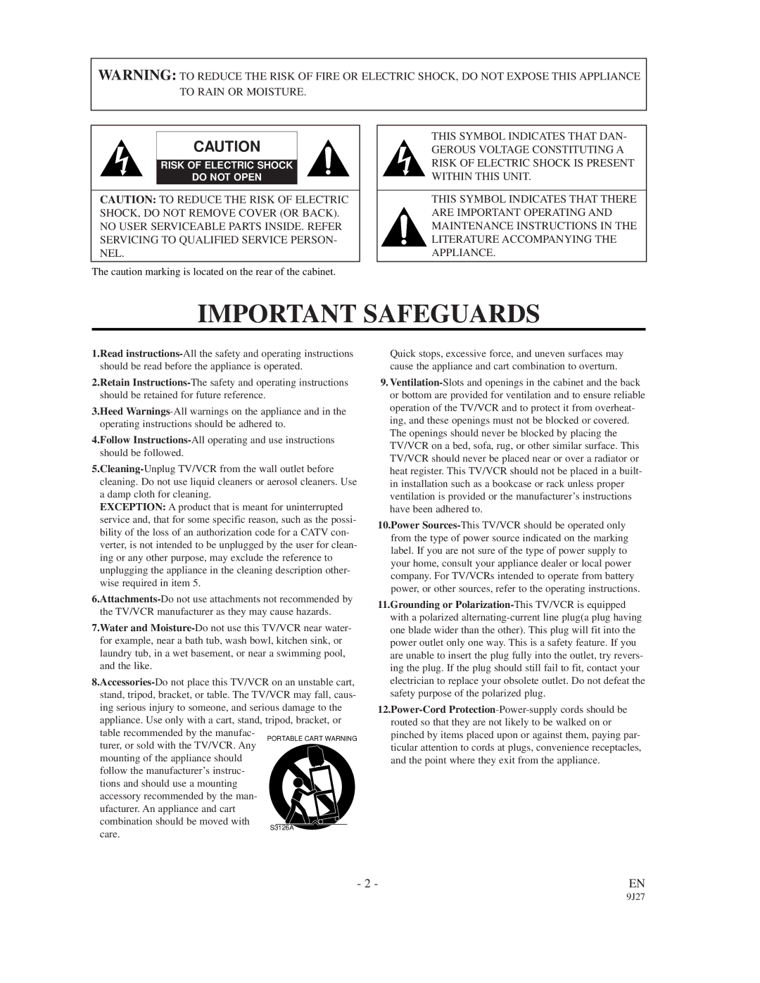 Sylvania 6309CD owner manual Important Safeguards 