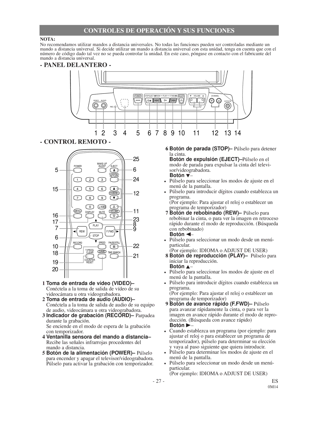 Sylvania 6309CD owner manual Controles DE Operación Y SUS Funciones 