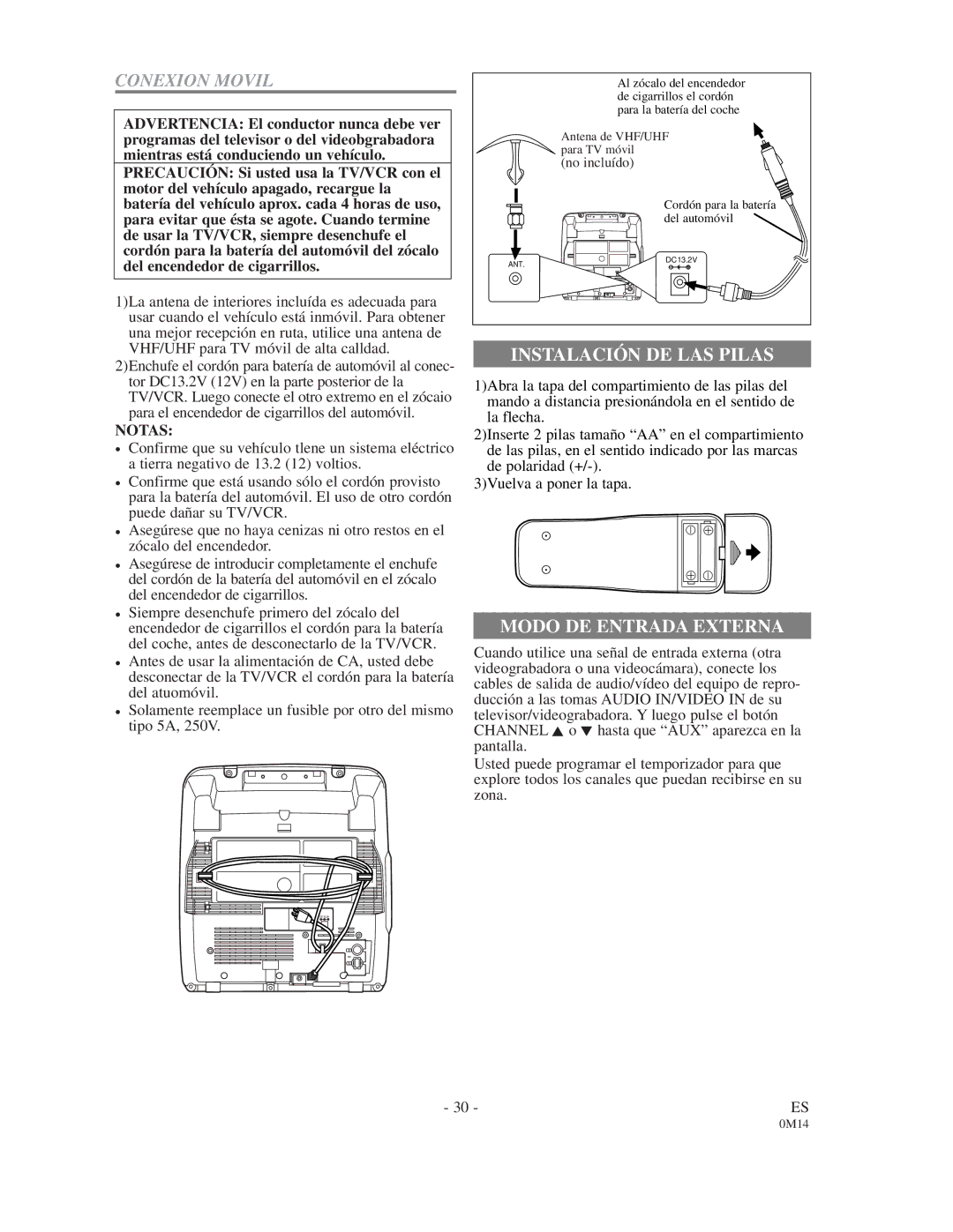 Sylvania 6309CD owner manual Del encendedor de cigarrillos, Notas 