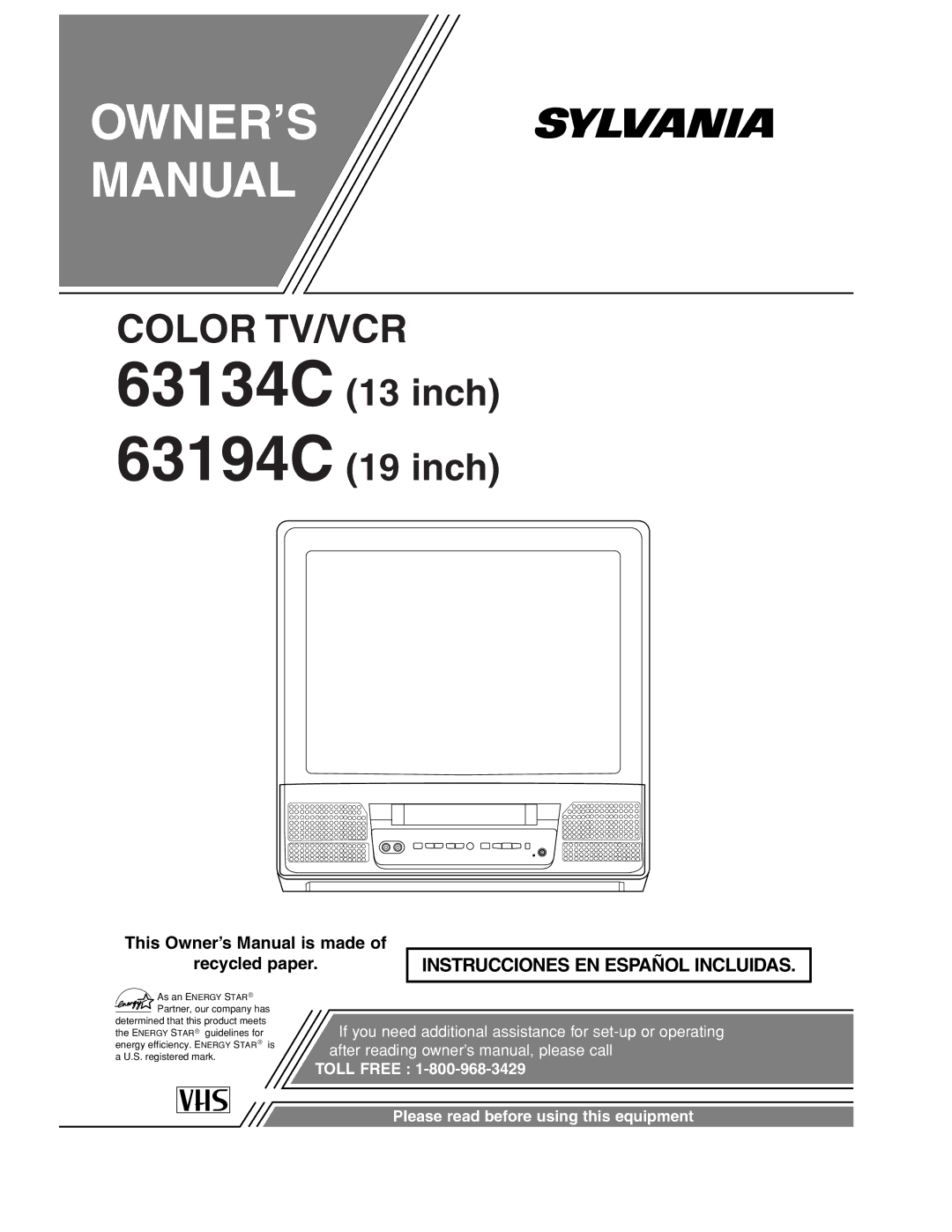 Sylvania 63134C, 63194C owner manual 63134C 63194C 