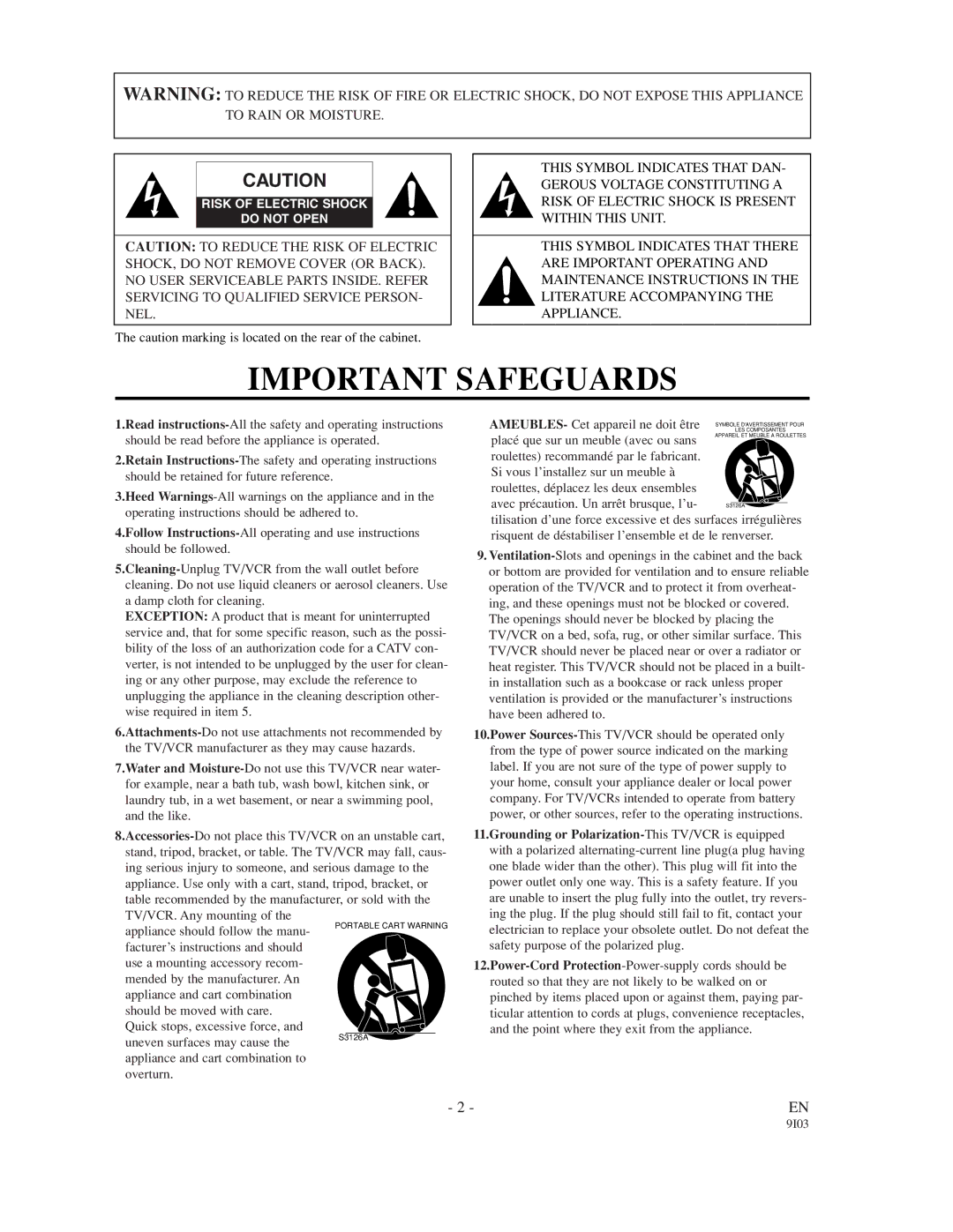 Sylvania 63134C, 63194C owner manual Important Safeguards 