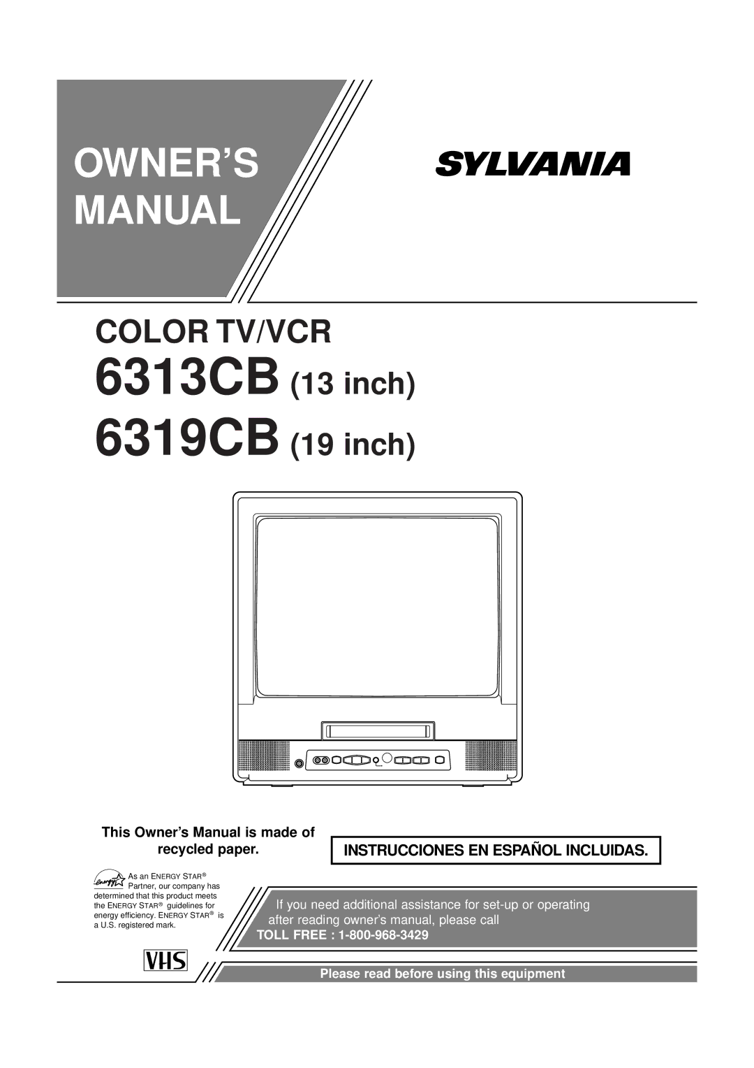 Sylvania 6313CB, 6319CB owner manual 6313CB 6319CB 