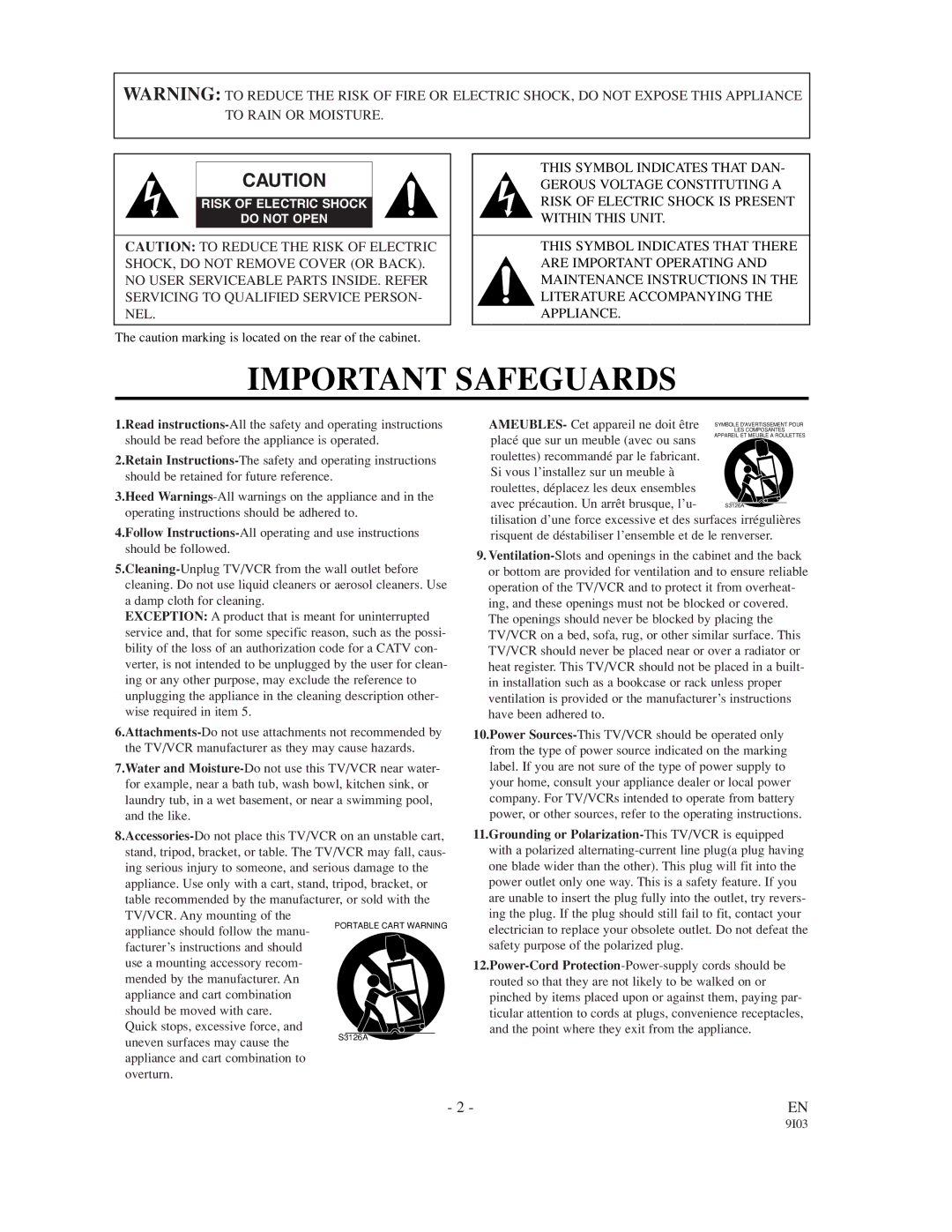 Sylvania 6313CC owner manual Important Safeguards 