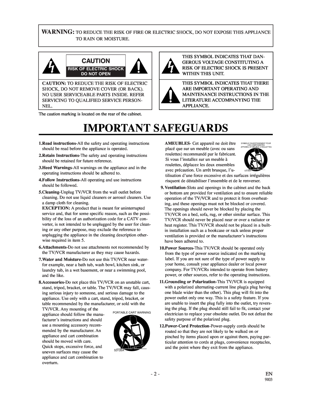Sylvania 6313CC owner manual Important Safeguards 
