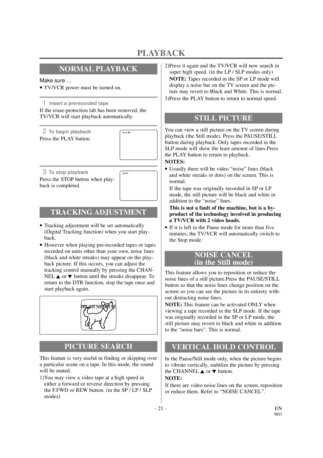 Sylvania 6319CCB, 6313CCB owner manual Playback 