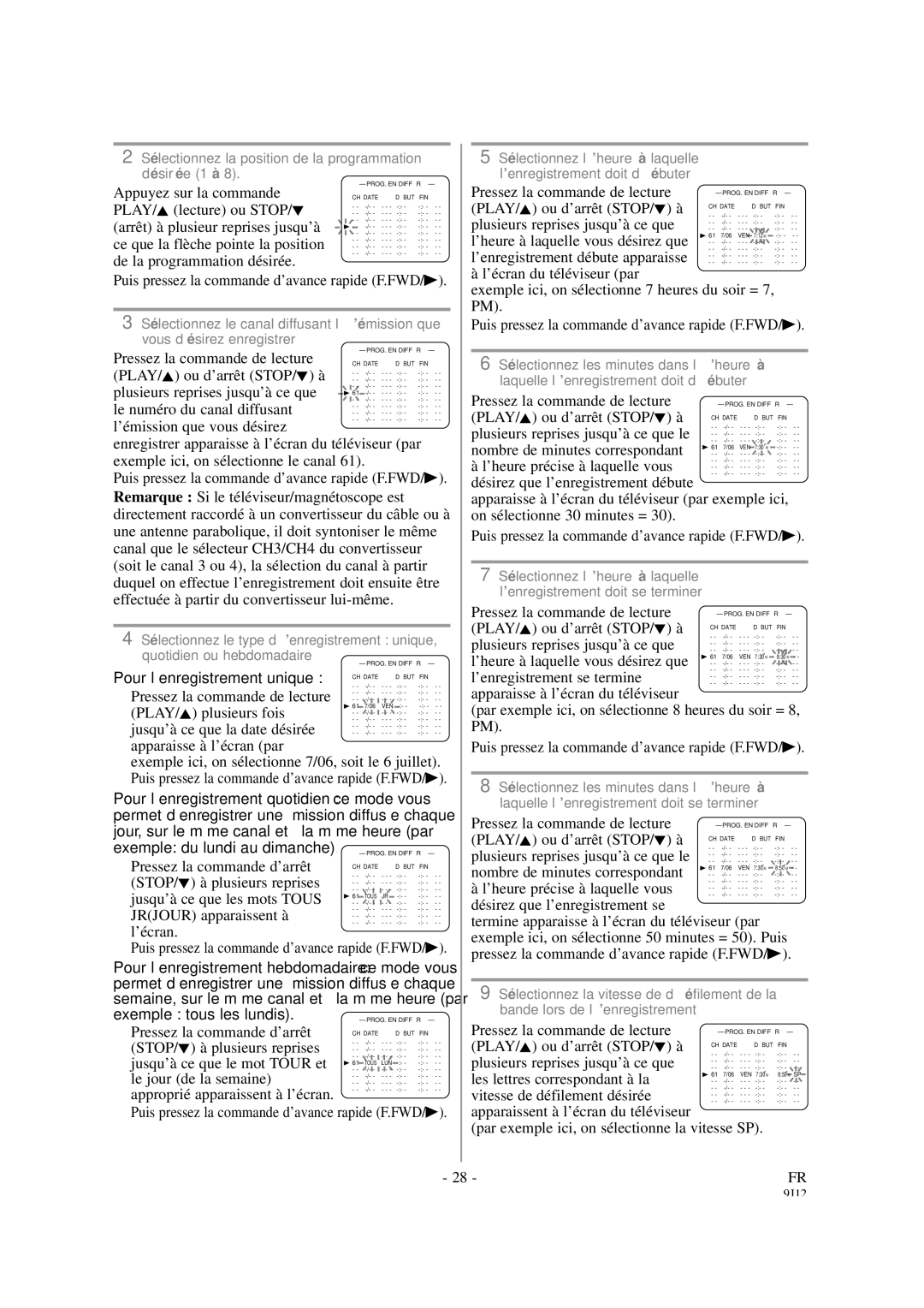 Sylvania 6313CCB, 6319CCB owner manual Appuyez sur la commande 