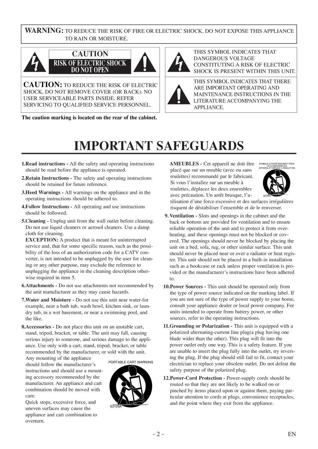 Sylvania 6313CEY owner manual Important Safeguards 