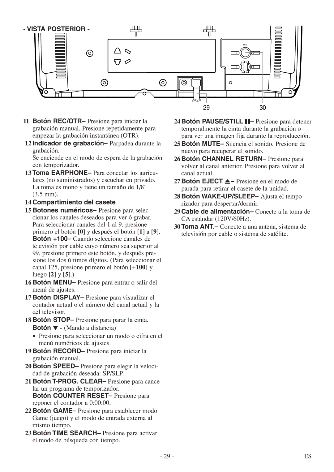 Sylvania 6313CEY owner manual Vista Posterior 