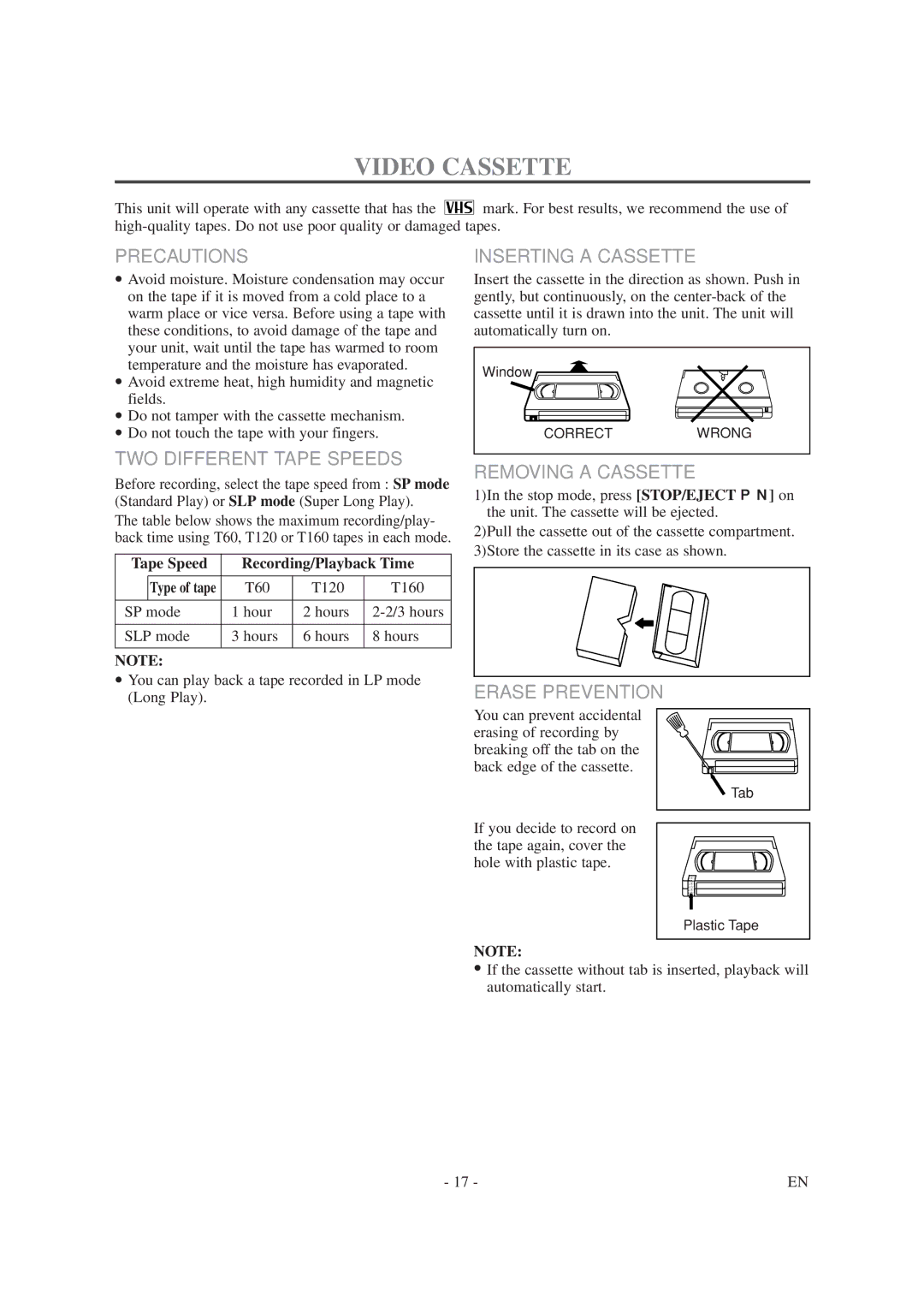 Sylvania 6313CG owner manual Video Cassette 