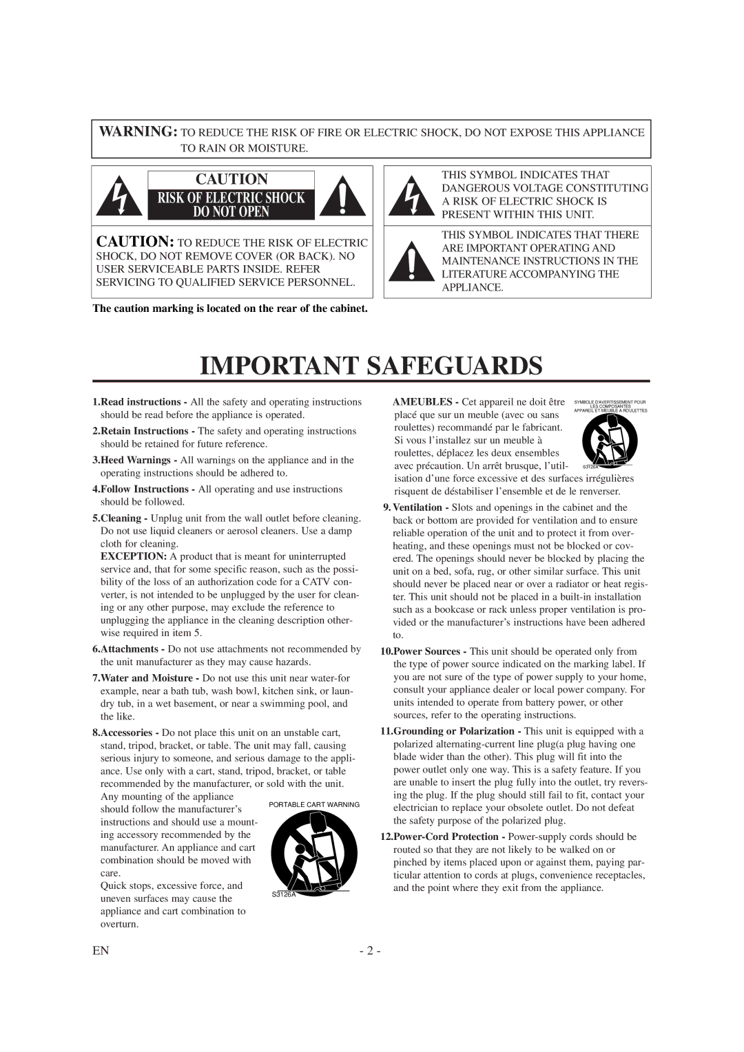 Sylvania 6313CG owner manual Important Safeguards 