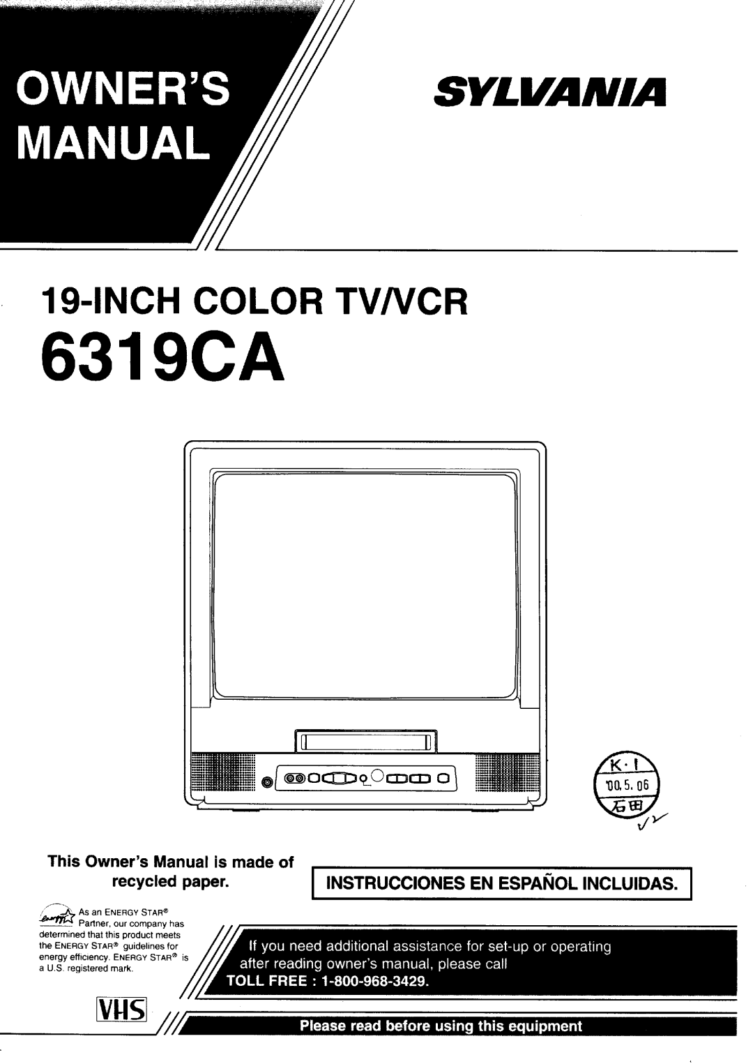 Sylvania 6319CA manual 