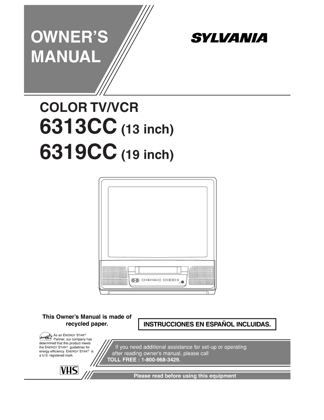 Sylvania owner manual 6313CC 6319CC 