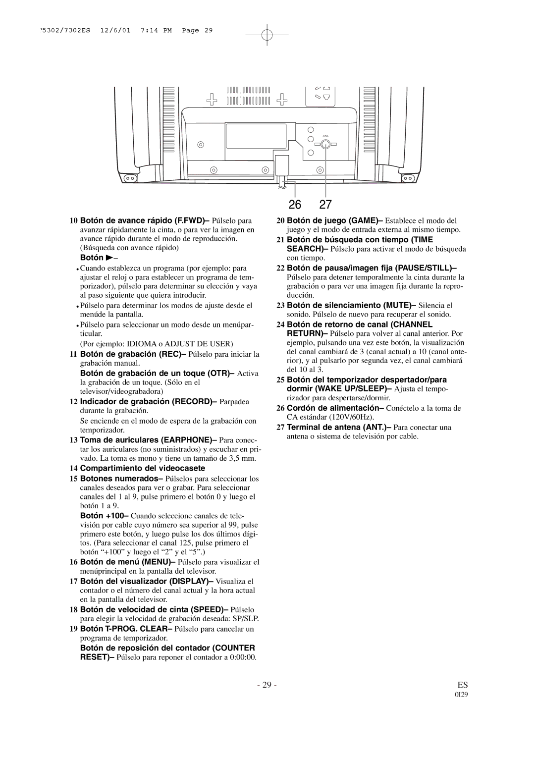 Sylvania 6319CC owner manual Botón B 