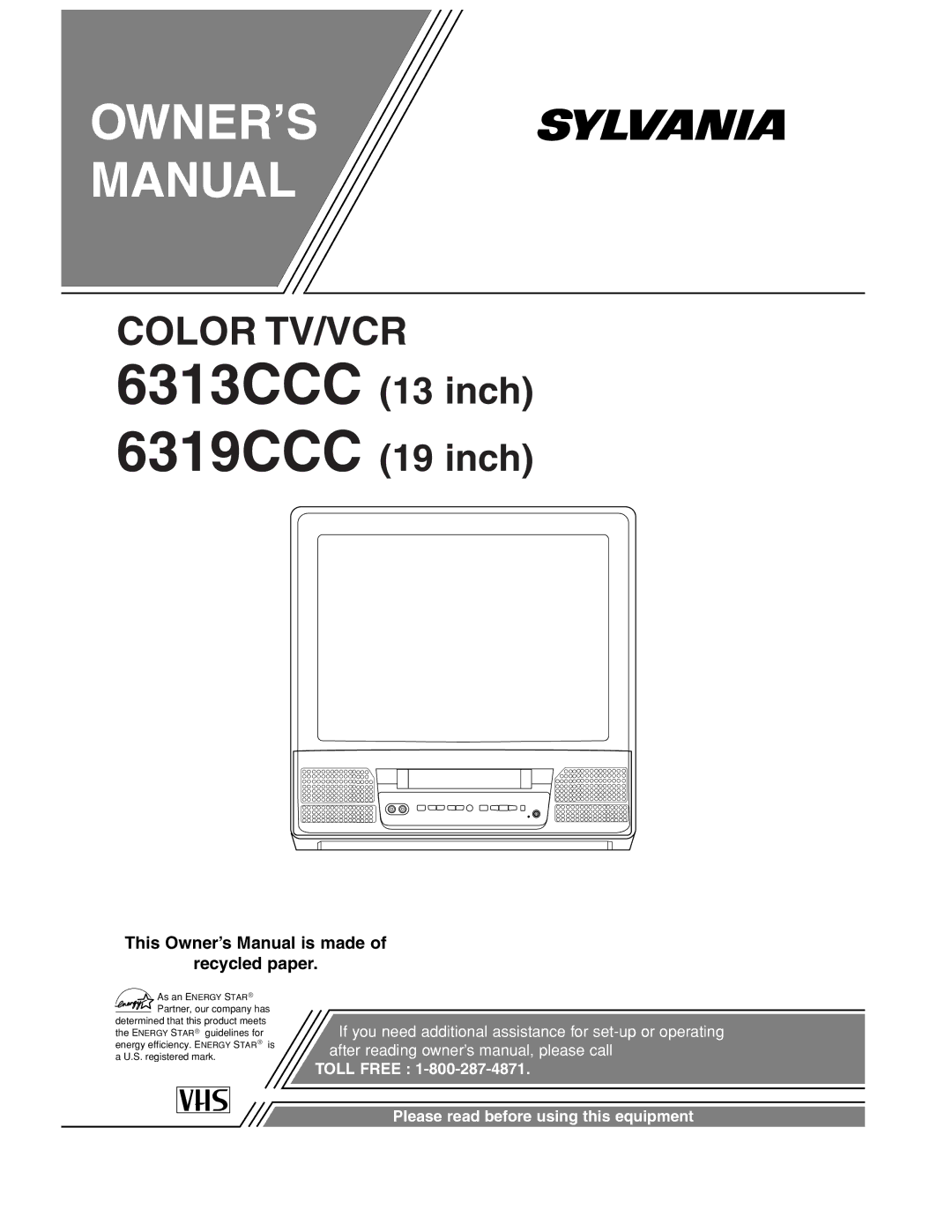 Sylvania owner manual 6313CCC 6319CCC 