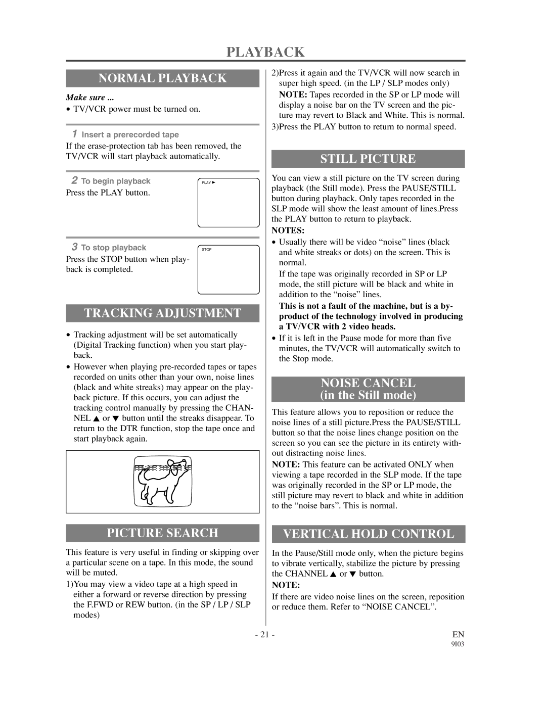 Sylvania 6313CCC, 6319CCC owner manual Playback 