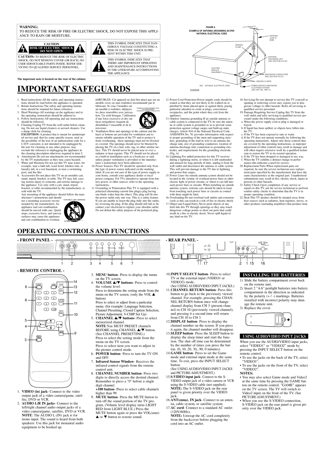 Sylvania 6420FD owner manual Installing the Batteries, Using AUDIO/VIDEO Input Jacks 