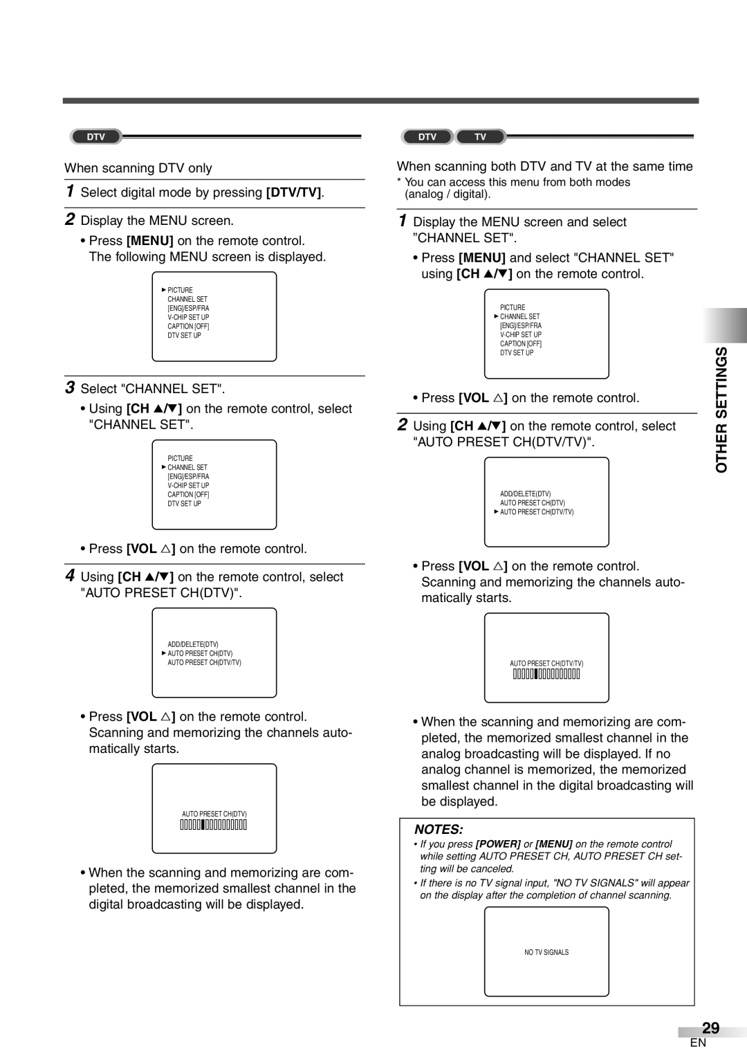 Sylvania 6427GFF owner manual When scanning both DTV and TV at the same time 