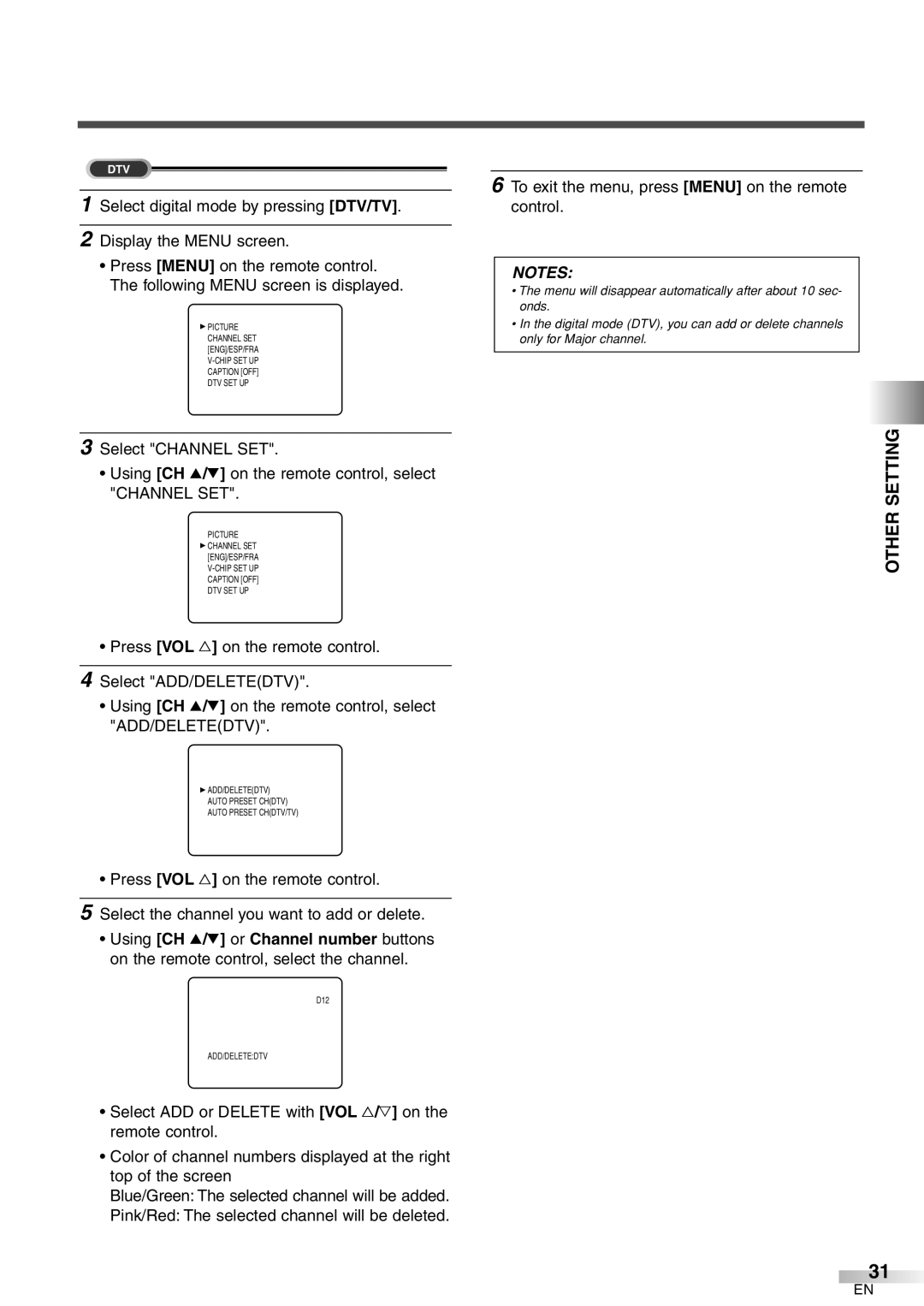 Sylvania 6427GFF owner manual Other Setting 