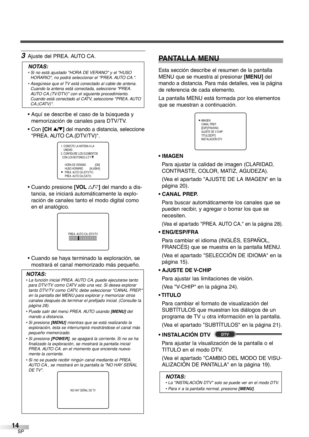 Sylvania 6427GFF owner manual Pantalla Menu 