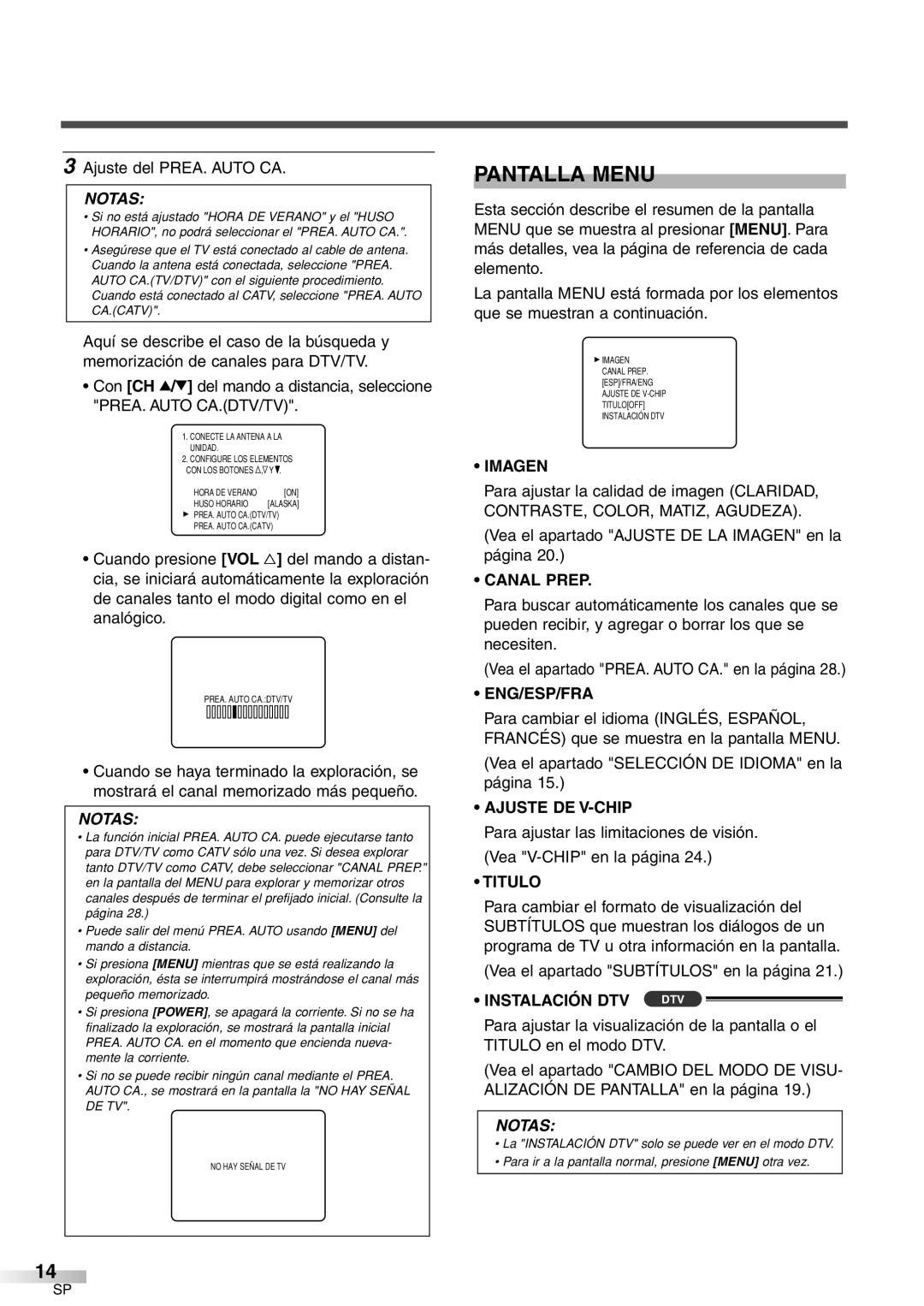 Sylvania 6427GFG A owner manual Pantalla Menu 