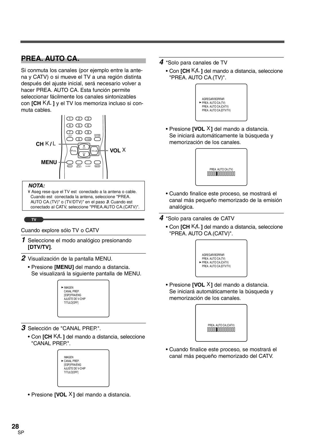 Sylvania 6427GFG A owner manual PREA. Auto CA, Ch K / L 