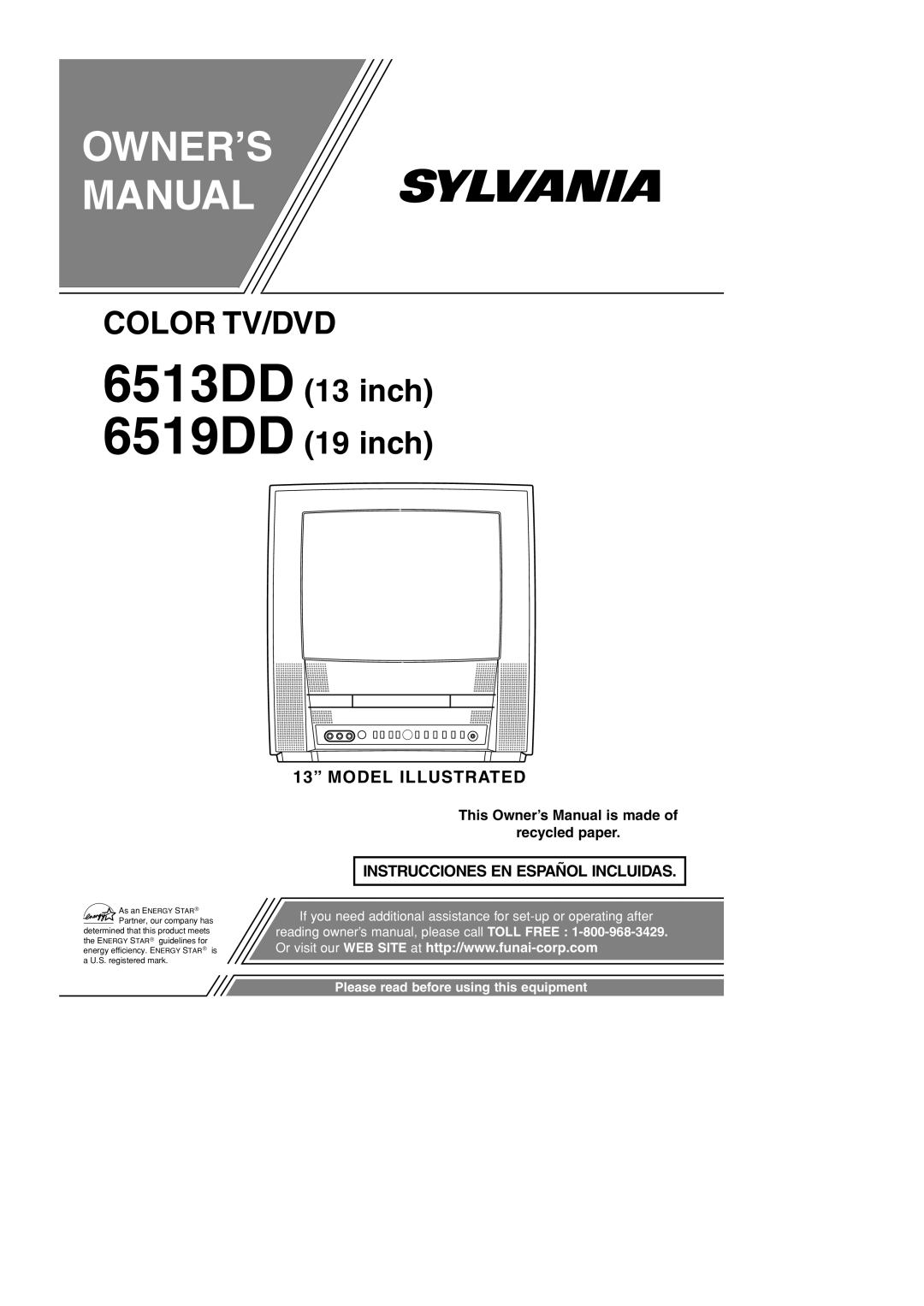 Sylvania 6513DD, 6519DD owner manual 6513DD 6519DD 