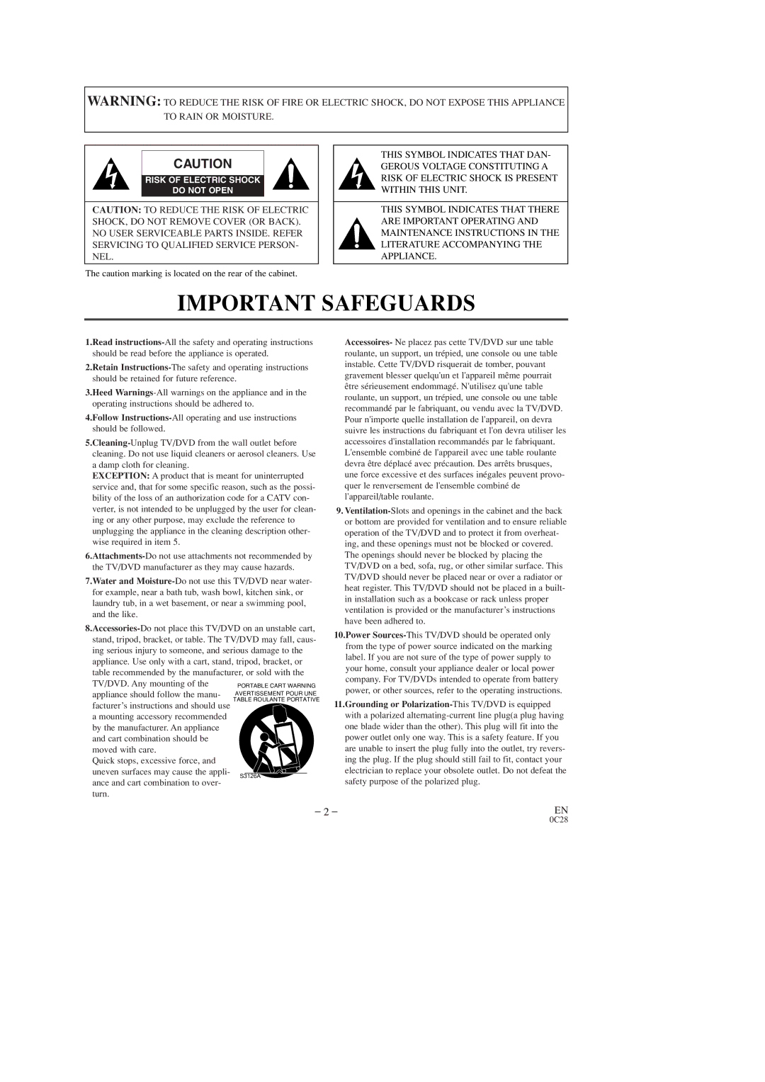 Sylvania 6513DD, 6519DD owner manual Important Safeguards 