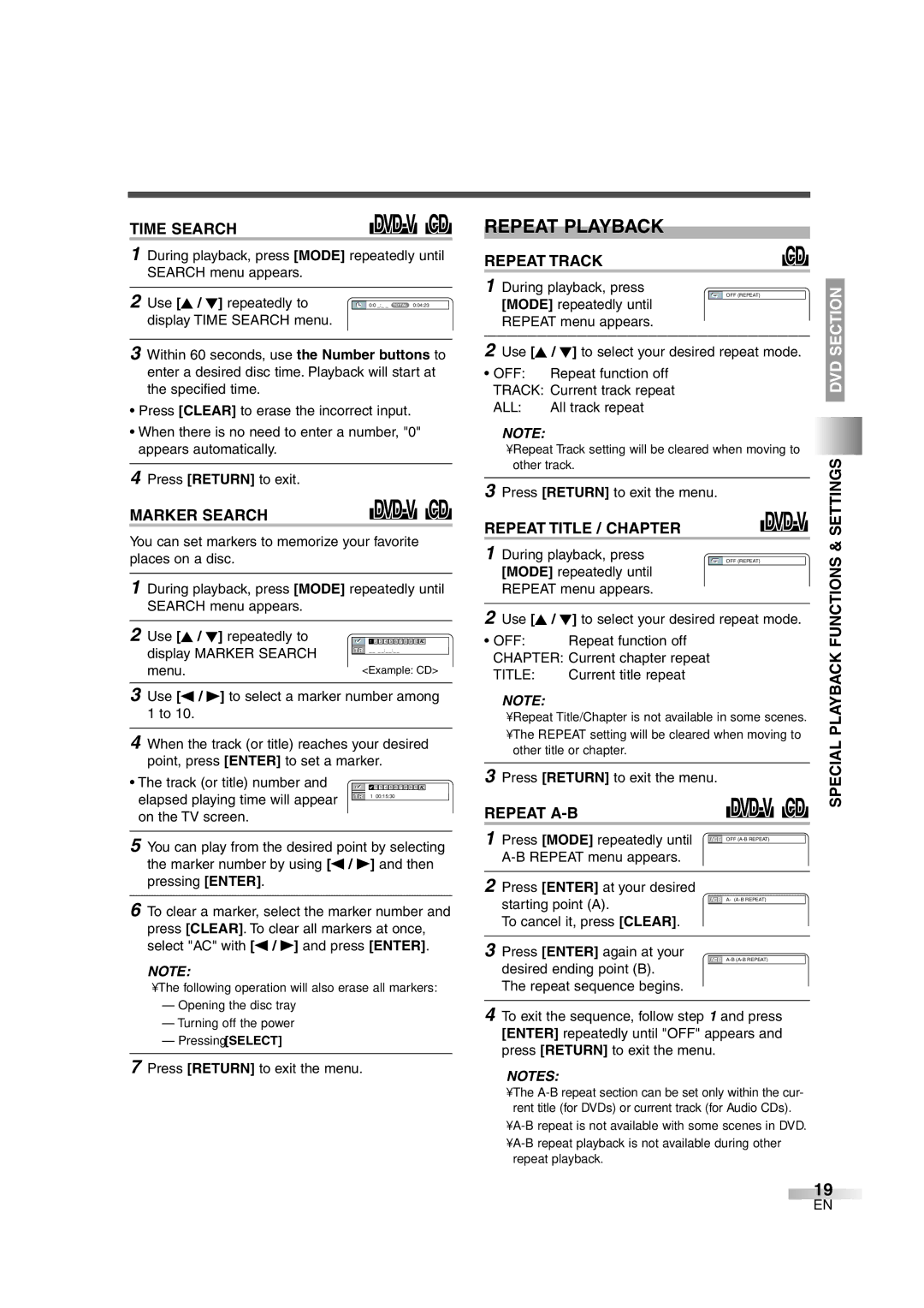 Sylvania 6513DG owner manual Repeat Playback 