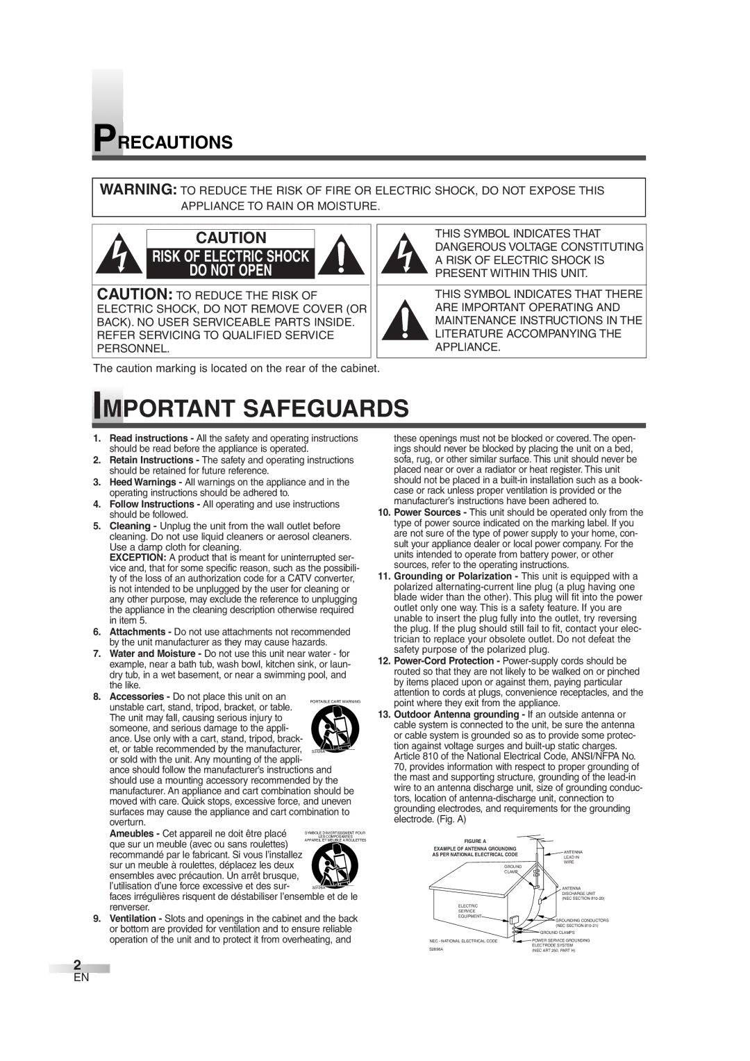 Sylvania 6513DG owner manual Precautions, Risk of Electric Shock Do not Open 