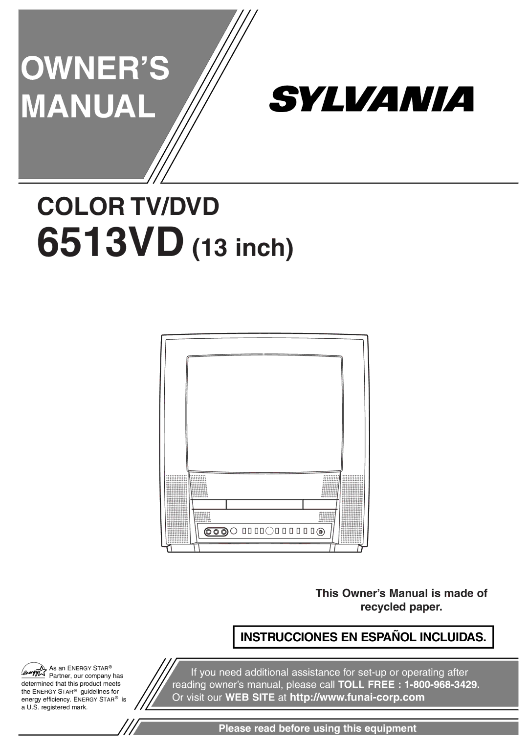 Sylvania 6513VD owner manual OWNER’S Manual 