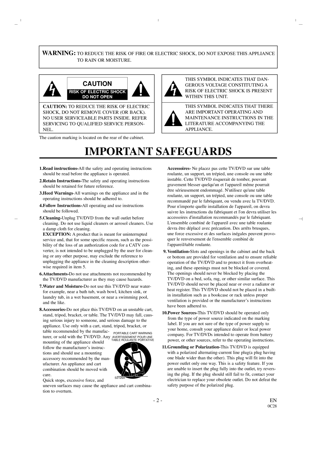 Sylvania 6519DA owner manual Important Safeguards 