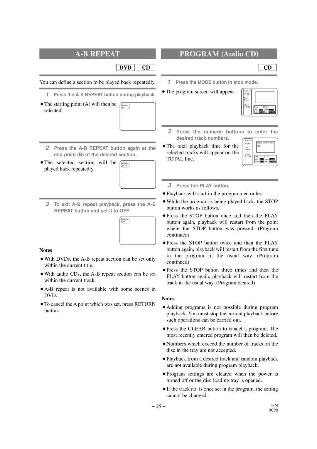 Sylvania 6519DB You can define a section to be played back repeatedly, ¡The starting point a will then be Repeat Selected 